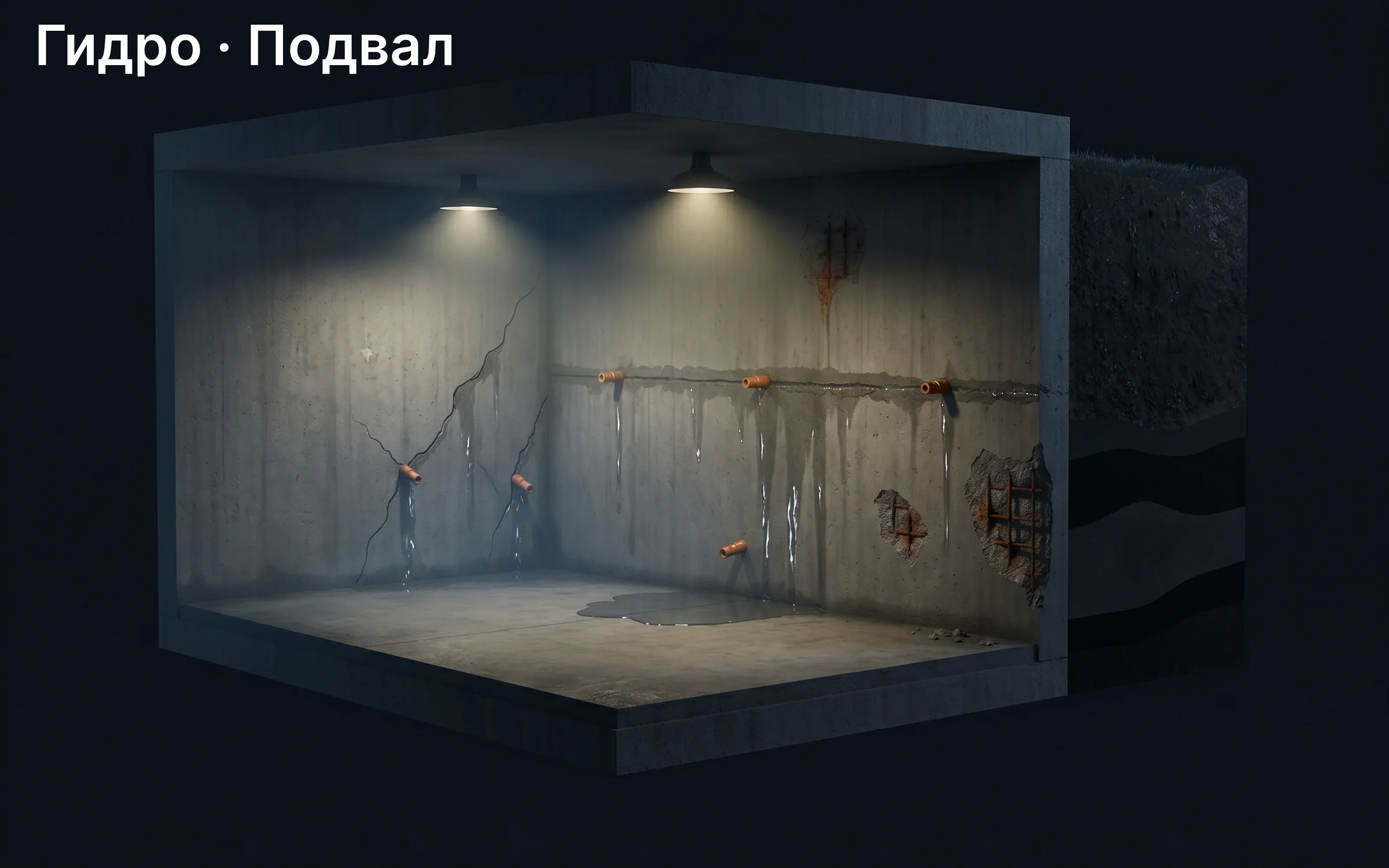 Иллюстрация: Напорные течи в подвалах