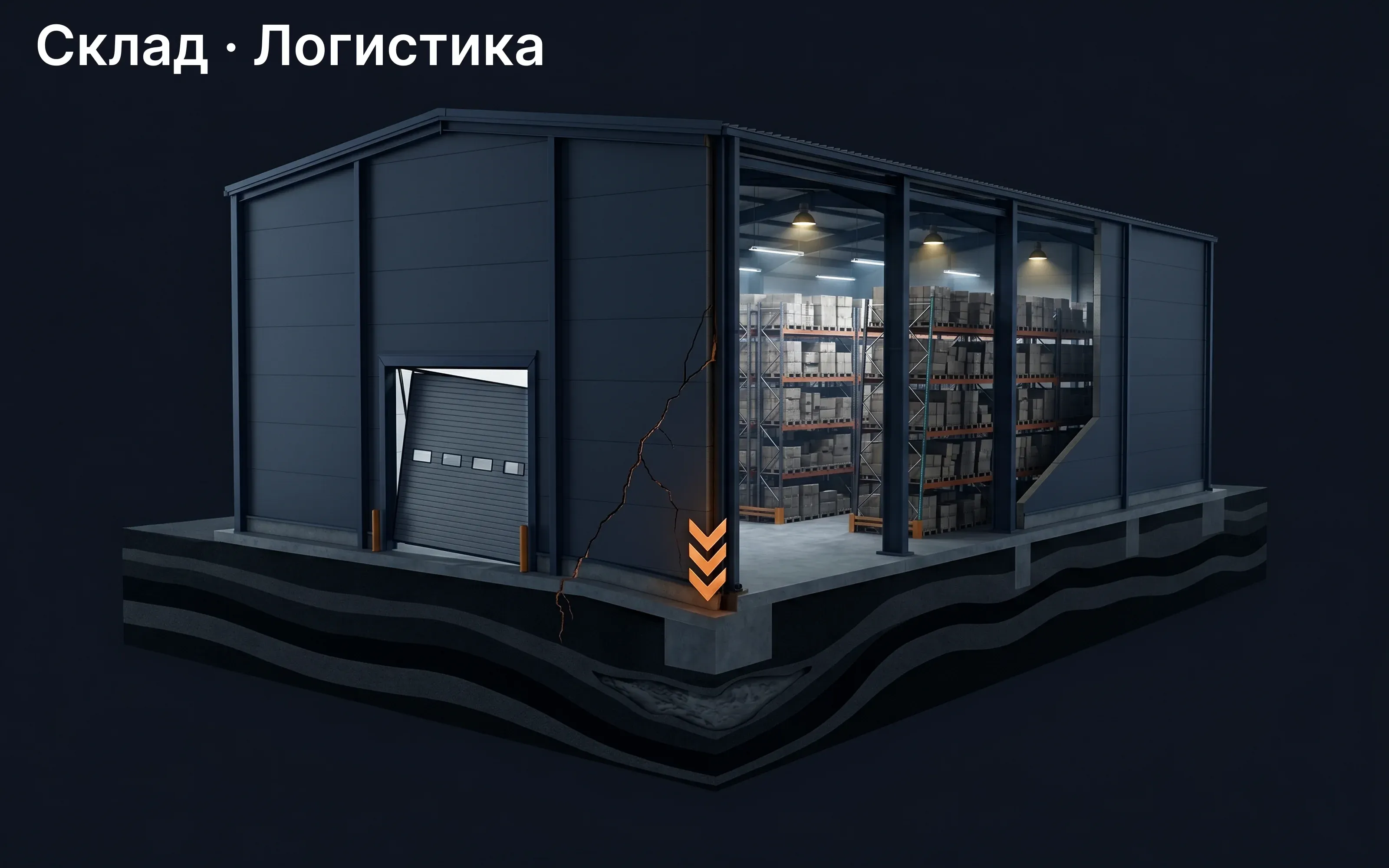 Иллюстрация: Уходит фундамент склада